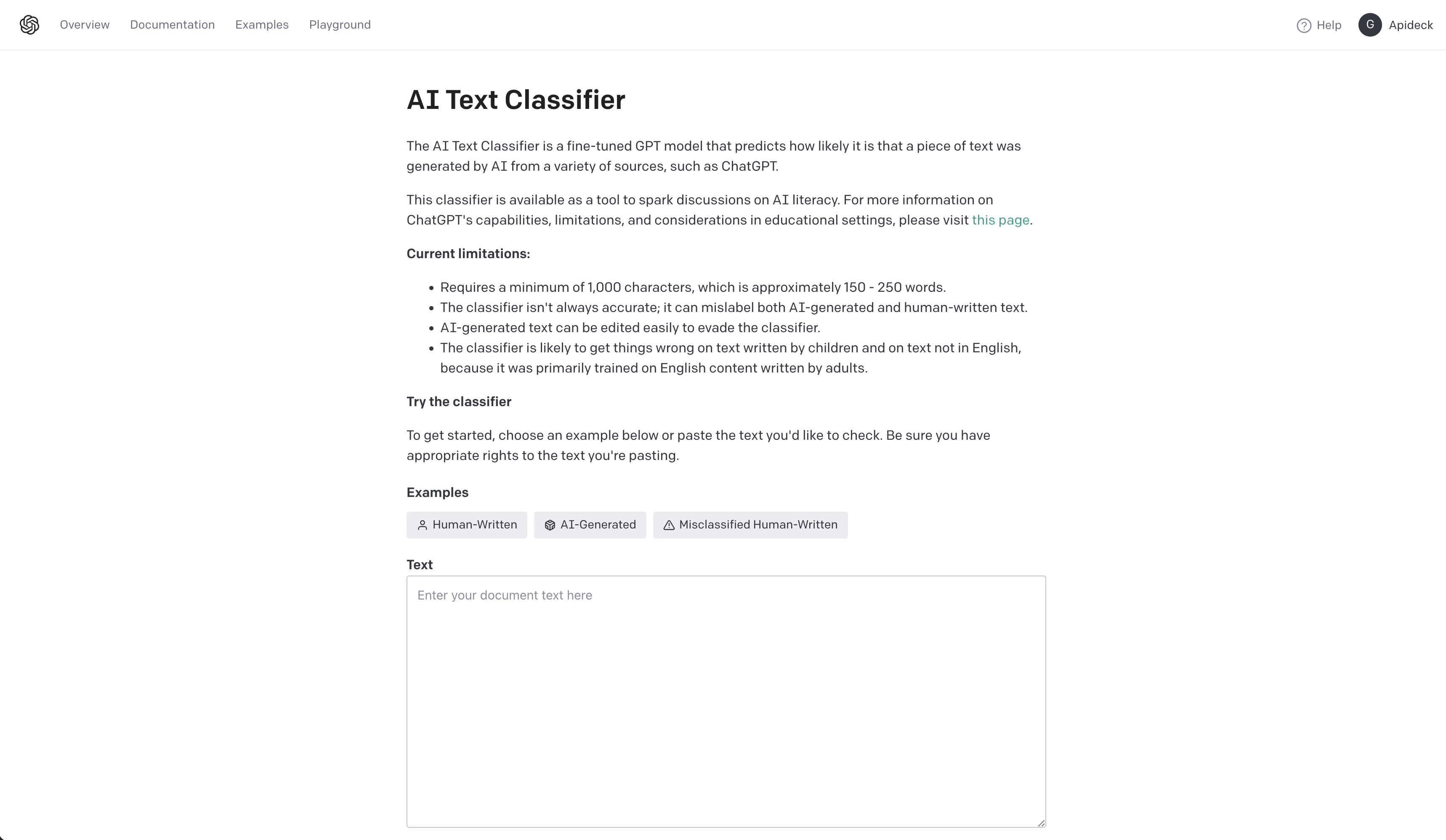 OpenAI AI Text Classifier - скріншот 1