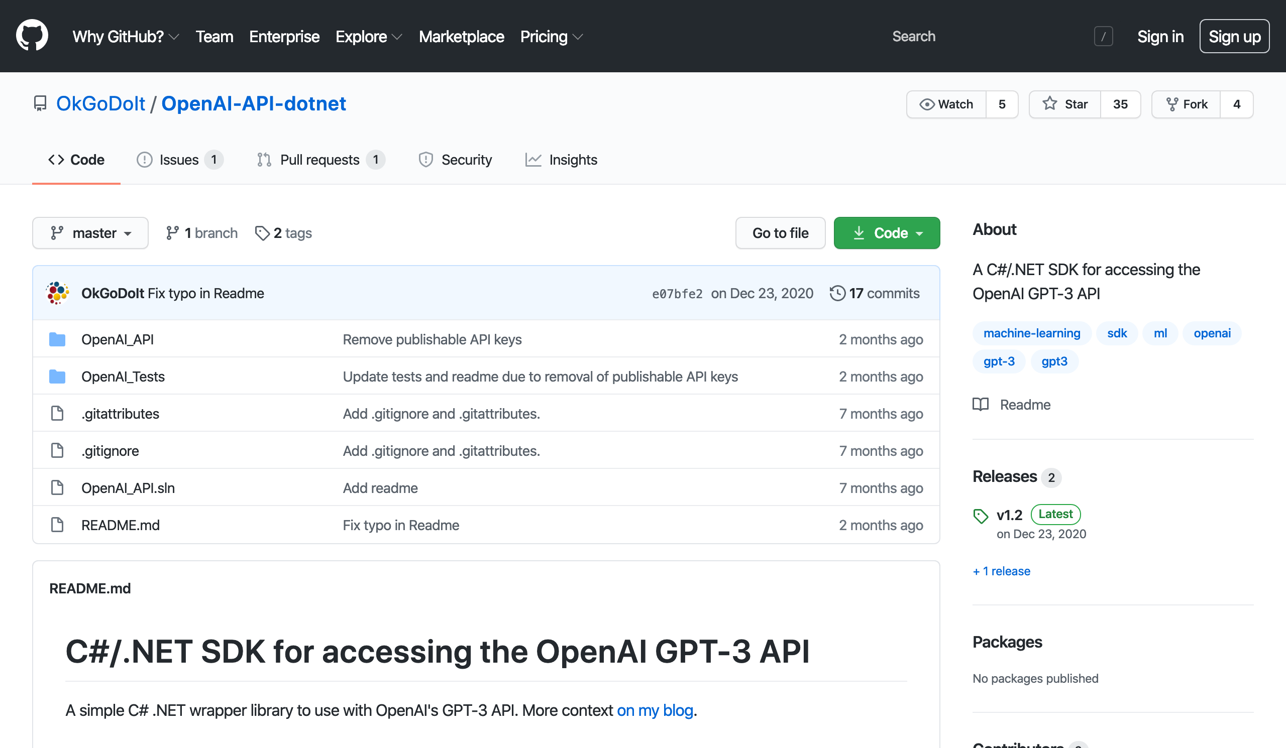 OpenAI GPT-3 C#/.NET SDK - скріншот 1